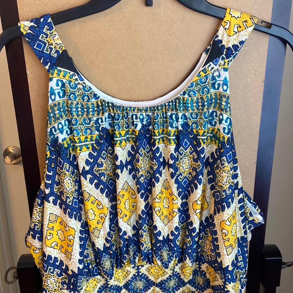 NWOT 3X maxi dress yellow & blue sleeveless